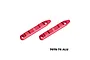 A pair of red anodized aluminium roof rails for 1/16 scale RC cars, featuring the GPM Racing logo and 7075-T6 aluminium construction text.