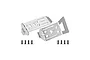 Two GPM Racing stainless steel skid plates for 1/14 scale RC vehicles, shown with eight black mounting screws on a white background.
