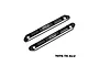 Two black GPM Racing aluminium roof guard rails for RC vehicles, shown from an angled top-down perspective against a white background.