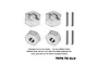 Four silver GPM Racing aluminium 12mm wheel hex adapters with two included pins, displayed on a white background.