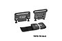 GPM Racing black aluminium battery retainers with a matching black velcro strap on a white background.