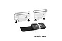 GPM Racing silver aluminium battery retainers with black screws and a black velcro strap on a white background.