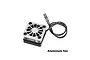 GPM Racing silver aluminium 30x30mm RC cooling fan with black base and attached wire connector.