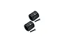 Two black aluminium 12.5mm RC wheel hex adapters with two matching flat-head screws on a white background.