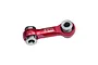 A red anodized aluminium steering drag link by GPM Racing with silver metal ball joints at each end, isolated on a white background.