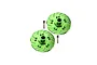 Two green anodized aluminium 17mm brake disc wheel hex adapters with two small threaded pins on a white background.