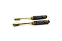 Two Yeah Racing nut driver wrenches with black knurled handles and gold accents, labeled 1/4 inch and 11/32 inch.