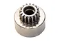 A metal 16-tooth clutch bell for an RC nitro engine, shown from a top-down angle against a white background.