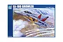Trumpeter 1/32 scale EA-18G Growler plastic model kit box art featuring an illustration of the jet in flight over a mountainous landscape.