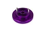 A purple anodized aluminium 2-pin flywheel for an RC nitro engine, shown from a top-down angle against a white background.