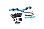 Yeah Racing blue aluminium steering set with tie-rods, ball ends, and hardware for RC cars.