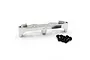 A silver aluminium front shock tower for an RC car by Yeah Racing, shown with five black mounting screws on a white background.