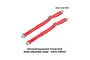 Two red nylon RC suspension limit straps with silver aluminium mounting brackets and adjustment buckles on a white background.