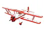 A studio shot of the Seagull Red Baron Stearman RC biplane in white and red livery with star decals on a white background.