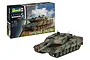 Revell 1/35 scale Leopard 2A6M+ tank model kit box next to a fully assembled and painted model tank.