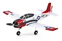 FMS T-28 Trojan RC plane in white, red, and black livery with US Navy markings, featuring a two-blade propeller and tricycle landing gear.