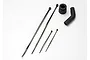 Traxxas exhaust pipe seal, silencer, and four black zip ties on a white background.