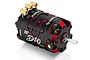 Hobbywing Xerun D10 13.5T sensored brushless motor in black and red, featuring gold-plated solder tabs and a metal shaft.