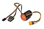 Spektrum Firma 6000Kv brushless motor and ESC combo unit with orange end cap, power wires, and a push-button switch on a white background.