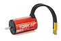 Kyosho Speed House Torx 8+ 2300Kv sensorless brushless motor with red anodized casing and three black wires with gold bullet connectors.