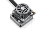 Hobbywing XeRun XR10 Pro G3 brushless sensored ESC with integrated cooling fan, featuring a metallic grey finish and visible connection ports.
