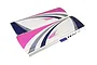 Kyosho RC plane main wing set in purple, white, and dark blue with included hardware components on a white background.
