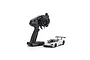 Kyosho Mini-Z MR04 McLaren 720S GT3 RC car in white with its black KT-531P transmitter on a white background.