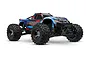 Traxxas Maxx Ultimate 4S RC monster truck in blue and red livery with large off-road tires, viewed from a front three-quarter angle.