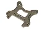 A bronze-coloured anodized aluminium front shock tower for an HPI Vorza RC car, featuring multiple mounting holes and a central cutout.