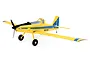 E-Flite Air Tractor 1.5m RC plane in yellow and blue livery with black propeller, shown against a white background.