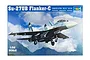 Trumpeter 1/32 scale Su-27UB Flanker-C model kit box featuring an illustration of the fighter jet in flight against a cloudy sky.