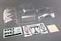 Unpainted clear polycarbonate body shell panels and decal sheets for the Losi 5IVE-T 2.0 RC short course truck.