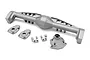 Silver aluminium rear axle housing components for a Vanquish Capra RC crawler, including the main axle tube, differential cover, and mounting brackets.