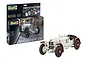 Revell 1/32 scale Mercedes-Benz SSKL model car kit box and a fully assembled white and maroon model car on a white background.