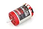 Kyosho Le Mans 240S 15.5T brushless RC motor with a red anodized end bell and silver casing on a white background.