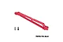 A red anodized aluminium front chassis brace by GPM Racing, shown with two small mounting screws on a white background.