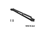 A black GPM Racing aluminium front chassis brace for RC cars, shown with two mounting screws on a white background.