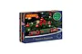 Hornby Santa's Express rechargeable train set packaging showing a festive toy train on tracks in front of a Christmas tree.
