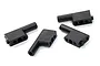 Four black plastic HSP servo mounts arranged on a white background.