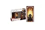 Revell House of the Dragon Iron Throne book nook kit shown in its retail packaging alongside a fully assembled view of the miniature throne room.