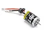 A Losi 25T brushed 380 size RC motor with red and black wires featuring bullet connectors and a ferrite bead.
