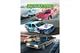 The cover of the 2025 Scalextric Edition 66 catalogue featuring various slot cars including a Volvo 850 estate and a black muscle car.