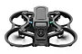 BetaFPV Aquila16 FPV drone viewed from the front, featuring a black ducted frame, central camera, and blue accent lights.