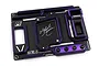 A black and purple aluminium setup station tray by Yeah Racing, featuring Atsushi Hara branding and signature.