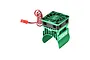 GPM Racing green aluminium 35mm motor heatsink with an integrated black cooling fan and red/black power wire with a connector.