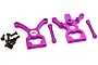 HSP purple anodised aluminium centre gearbox mount set with included screws and support posts on a white background.