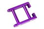 A purple anodized aluminium RC car front brace component with two parallel bars connecting two mounting brackets.