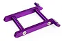 A purple anodized aluminium rear chassis brace for an RC car, featuring two parallel bars connected by cross-members with visible screws.