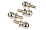 Four silver-coloured metal ball studs for RC cars arranged on a plain white background.