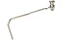 A silver-colored metal RC exhaust mount wire with a mounting bracket attached to one end, isolated against a white background.